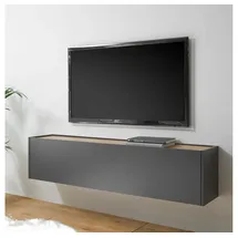 Lomadox - Wohnzimmer Tv Hängeschrank Crisp-61 In Anthrazit Mit Absetzungen In Wotan Eiche Nb., B/h/t: Ca. 150/35/30 Cm