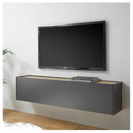 Lomadox - Wohnzimmer Tv Hängeschrank Crisp-61 In Anthrazit Mit Absetzungen In Wotan Eiche Nb., B/h/t: Ca. 150/35/30 Cm