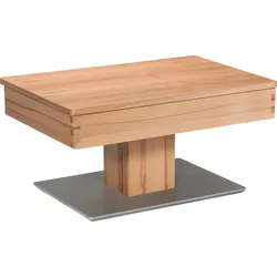 Beistelltisch VIERHAUS "Lucia", beige (kernbuche), B:90cm H:43cm T:60cm, Tische, Couchtisch Eckige Couchtische Holz-Couchtische, Ilse Hydrolift Mechanik ausgestattet, Ablagefach