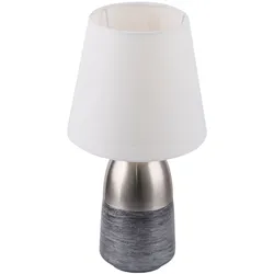 Design Nacht Tisch Lampe silbergrau Schlaf Wohn Zimmer Textil Touch Lese Leuchte weiß