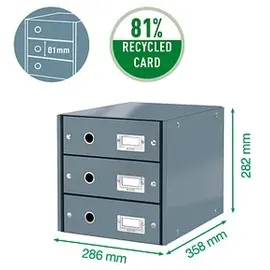 Leitz Schubladenbox Click & Store weiß 6048-00-01, DIN A4 mit 3 Schubladen