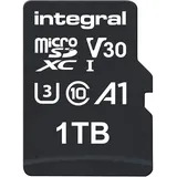 Integral 1TB microSD-Karte Premium Hochgeschwindigkeits-4K-Video-Speicherkarte – Bis zu 100MB/s Lesen und 50MB/s Schreiben, UHS-I, U3, Klasse 10, A1 App-Performance – Smartphones, Tablets, Drohnen