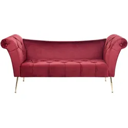 Chaiselongue Samtstoff dunkelrot / gold NANTILLY