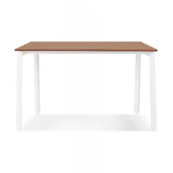 Gerader Schreibtisch mit Walnuss MDF Platte und Metallgestell  Designer Büro Arbeitstisch für Arbeitsplatz  Modern  Kadima Design