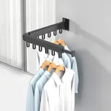 HONPHIER Wäscheständer Ausziehbarer Kleiderständer mit Haken Handtuchhalter (Schwarz, 2 Faltbare Racks)