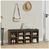 Juskys Schuhregal Holz mit Polsterung & 10 Fächern höhenverstellbar