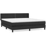 vidaXL Boxspringbett mit Matratze Schwarz 180x200 cm Kunstleder