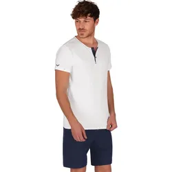 Trigema Schlafanzug »TRIGEMA Kurzer Schlafanzug aus Biobaumwolle (kbA)«, (1 tlg.) Trigema weiss-C2C XXL