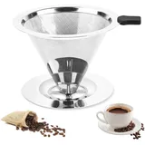 Kaffeefilter,Kaffeefilter Edelstahl Kaffeefilter Wiederverwendbar, Kaffeefilter Feinnetzfilter mit Griff für Manuelle Produktion Kaffeezubereitung Verwendet