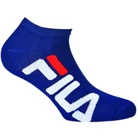 Fila Unisex Socken 2er Pack - Invisible Sneakers, Logo, einfarbig Blau 35-38