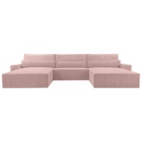mb-moebel Wohnlandschaft aus Cordstoff Ecksofa U-Form Cord mit Schlaffunktion Eckcouch mit Bettkasten Sofa Couch Polsterecke U-Sofa - 410x85x200cm - Denver U - Poso 145 Rosa