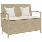 Furnicato Gartenbank Mit Stauraum Und Kissen Beige Poly Rattan