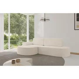 altdecor Eckcouch Cord mit Schlaffunktion 2-Sitzer Beige