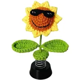 Tongyixin Wackelfigur Auto Deko,Wackeldackel FüRs Auto,Gestrickte Sonnenblume Wackelfigur,Eltern Dashboard,Lustige Geschenke FüR MäNner Frauen Familie Und Freunde (Sonnenbrille)