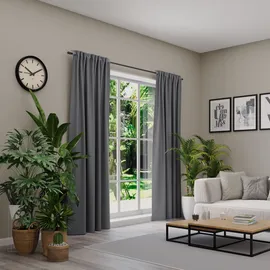 Neutex for you! Verdunkelungsvorhang NEUTEX FOR YOU "INSULA", grau (dunkelgrau), Gardinen, 125cm, Multifunktionsband, 140cm, Polyester, Uni-Dimout für starke Verdunklung, nach Maß, B:140cm H:125cm