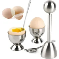 yhroo Eierköpfer Eierschäler-Zubehörset für weich- und hartgekochte Eier, das, (Eierschneider aus 304 Edelstahl, multifunktional, 1-tlg., Eieröffner / Eierschalenbrecher), Eiertrenner mit 1 x Eierschäler, 2 x Eierbecher, 2 x Eierlöffel
