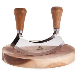 gerlach 1760 Kräutermesser mit Schneidebrett Holz 1-tlg. 19 x 6 x 19 cm Braun