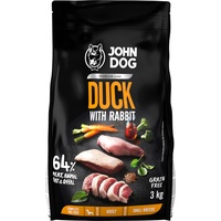 JOHN DOG Trockenfutter für Hunde Ente mit Kaninchen - Hundefutter für Erwachsene Hunde Kleiner Rassen - Getreidefrei und hohe Qualität - 3kg