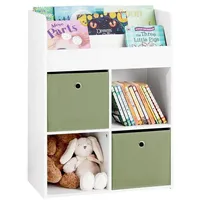SoBuy Kinder Bücherregal Kinderregal mit 2 Stoffboxen Spielzeugregal KMB79-W