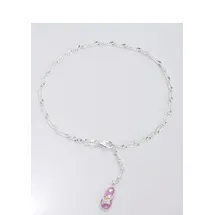 FIRETTI Fußkette in Singapurkettengliederung mit Anhänger Zehentrenner pink / silber