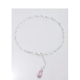 FIRETTI Fußkette in Singapurkettengliederung mit Anhänger Zehentrenner pink / silber