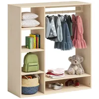 Bellabino Kindergarderobe mit Ablage Tea unbehandelt, Montessori Kleiderständer Kinder,