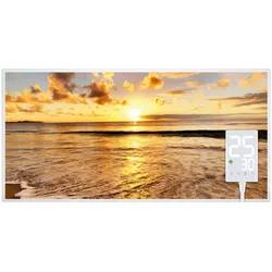 Heidenfeld Infrarotheizung HF-HP105, mit Bild, 16 Motive, 10 J. Garantie, Thermostat, Wandmontage (800 Watt, Strand1)