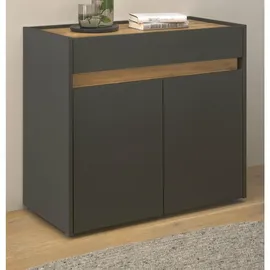 furn.design Anstellcontainer, grau matt und Wotan Eiche Büroschrank für Homeoffice und Büro 80 x 70 cm