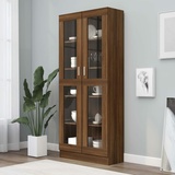 CIADAZ Vitrinenschrank, Vitrine, Wandschrank, Schrank Regal, Glasregal, Glasvitrine Stehend, Eckvitrine, Manga Regal, Braun Eiche 82,5x30,5x185,5 cm Holzwerkstoff