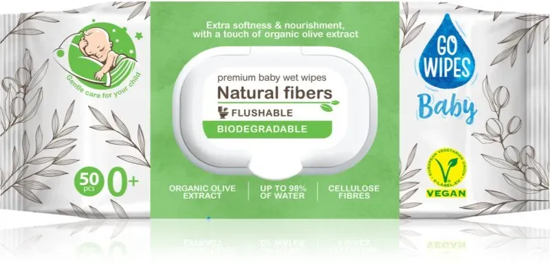 GoWipes Baby Natural Fibers sanfte Feuchttücher für Kleinkinder für empfindliche Oberhaut 0+ 50 St.