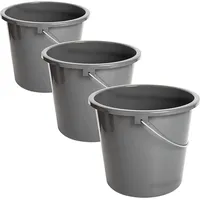 Centi 3er Set Haushaltseimer 10l grau mit Metallgriff und