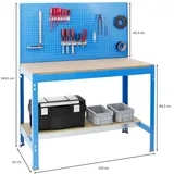 Proregal Proregal Werkbank Quick-Buffalo mit Werkzeugwand + Zubehör Beta | HxBxT 84x120x61cm | Traglast 600kg | Blau | Holzplatte