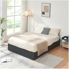 [en.casa] Polsterbett Nola mit Matratze 140x200 cm Kunstleder Schwarz