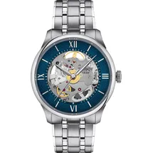 TISSOT Chemin Des Tourelles Powermatic 80 Squelette" Herrenuhr Silber blau Automatik Saphirglas 39mm