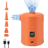 Elektrische Luftpumpe Pumpe Akku: 2 in 1 Minipumpe mit 5 Luftdüse 5200mAh Wiederaufladbare Batterie Aufblasen/Entleeren Ultralight Electric Air Pump für Schlauchboot Vakuumbeutel (Orange-AA)