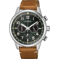 Chronograph CITIZEN, braun (cognacfarben), Armbanduhren, Herren, Armbanduhr, Herrenuhr, Solar, Stoppfunktion, Lederarmband