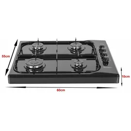 Zilan Gaskocher 4 flammig Campingkocher Gasherd Kochfeld Schwarz