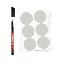 Runde Blanko-Aufkleber mit Permanentmarker (60 Stück - ø 47 mm)