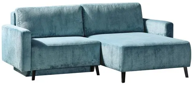 Ecksofa Hagen Cord Blau, Grün Petrol