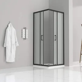 i-flair DANIELLE Eckdusche mit Schiebetür rechts 80 x 95 cm Schwarz/Sicherheitsglas D648360641500