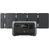 ECOFLOW RIVER 2 Tragbare Powerstation mit 45 W Solarpanel, 256 Wh LFP Batterie, bis zu 600 W Leistung, Schnellladung in 1 Stunde Solargenerator für Outdoor-Camping/Wohnmobile