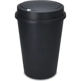 Spetebo XL Kunststoff Abfalleimer anthrazit mit Push Deckel - 50 L - Runder Mülleimer mit abnehmbaren Deckel - Mülltonne Sammeltonne Abfallsammler groß recycelbar