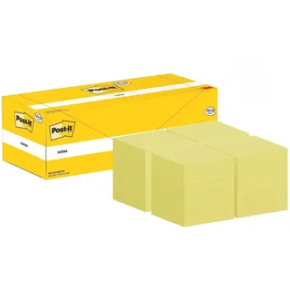Post-it Notizen Kanariengelb, Vorteilspackung mit 24 Blöcken, 100 Blatt pro Block, 76 mm x 76 mm, Farbe: Gelb - Selbstklebende Notizzettel für Notizen, To-Do-Listen und Erinnerungen