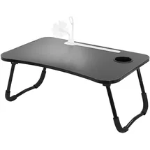 ML-Design Laptoptisch fürs Bett/sofa, Schwarz 60x40 cm, Betttisch klappbar Notebook Tisch mit 4 USB Ladeanschluss, Schublade, Usb-lampe, Lüfter, Tablet Ständer, Getränkehalter, Laptopständer Lapdesks