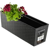 Kadax Blumenkasten mit Einsatz, 18 x 56 cm, Rattanmuster, Grafit – KADAX