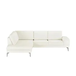 meinSofa Ecksofa aus Leder Dana , weiß , Maße (cm): B: 269 H: 86 T: 222