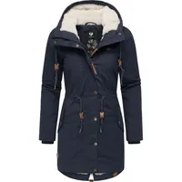Ragwear Damen langer Mantel warme Winterjacke mit Kapuze YM-Canny Navy22 Gr. M - M