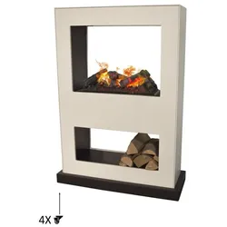 Xaralyn Kamin Lasize Weiss freistehender durchsichtiger Kamin mit Wasserdampf Cassette 600