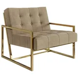 s-style möbel Loungesessel mit Goldenen Metall Füßen aus Beige, Samtstoff, B/T/H: 84 cm/89 cm/81 cm, - Beige
