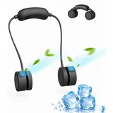 MOPUEA Turboventilator Nackenventilator Klappbar Akku Leise Sport Faltbar Mini 3 Stufen grau|schwarz